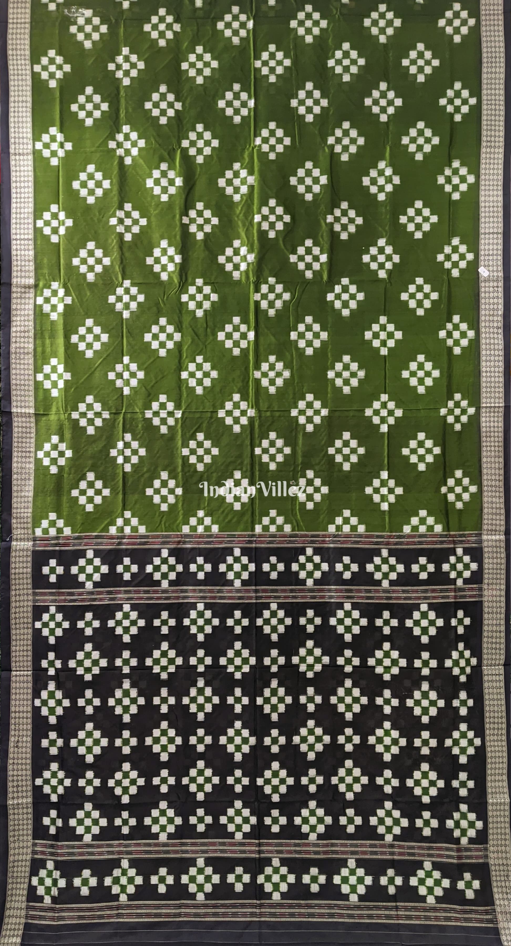 Dark Mehendi Green Pasapali Theme Sambalpuri Silk Saree