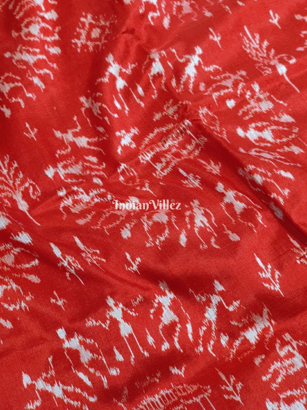 Red Green Tribal Theme Pure Sambalpuri Silk Saree