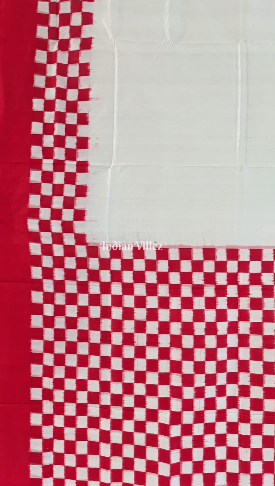 Red White Odisha Ikat Pasapali Sambalpuri Silk Saree
