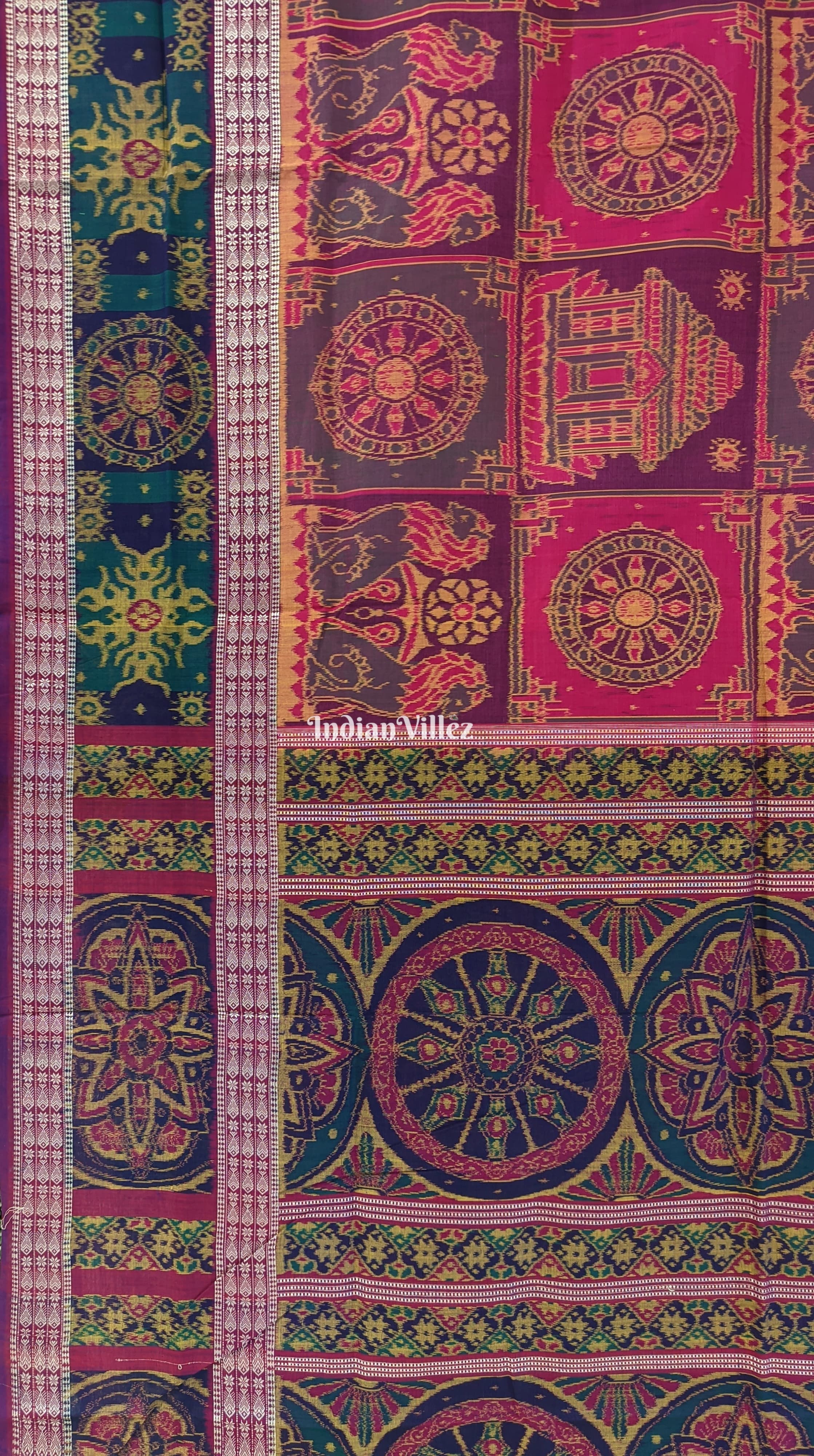 Konark Sun Temple Theme Sambalpuri Pure Cotton Saree