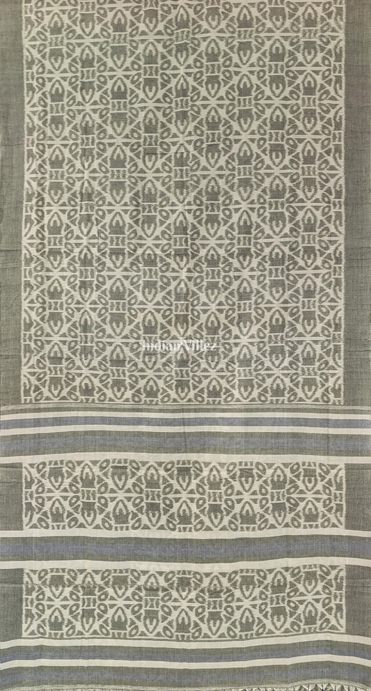 Grey Odisha Ikat Sambalpuri Pure Cotton Saree
