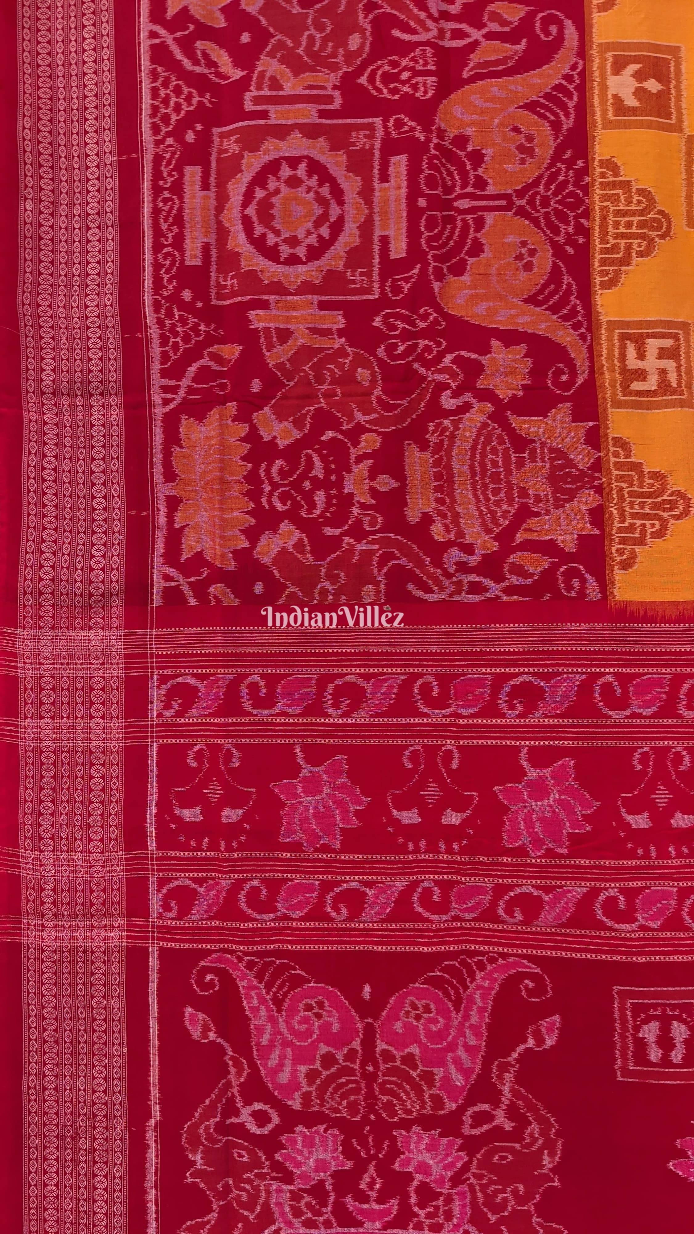 Yellow Base Manabasa Theme Sambalpuri Pure Cotton Saree