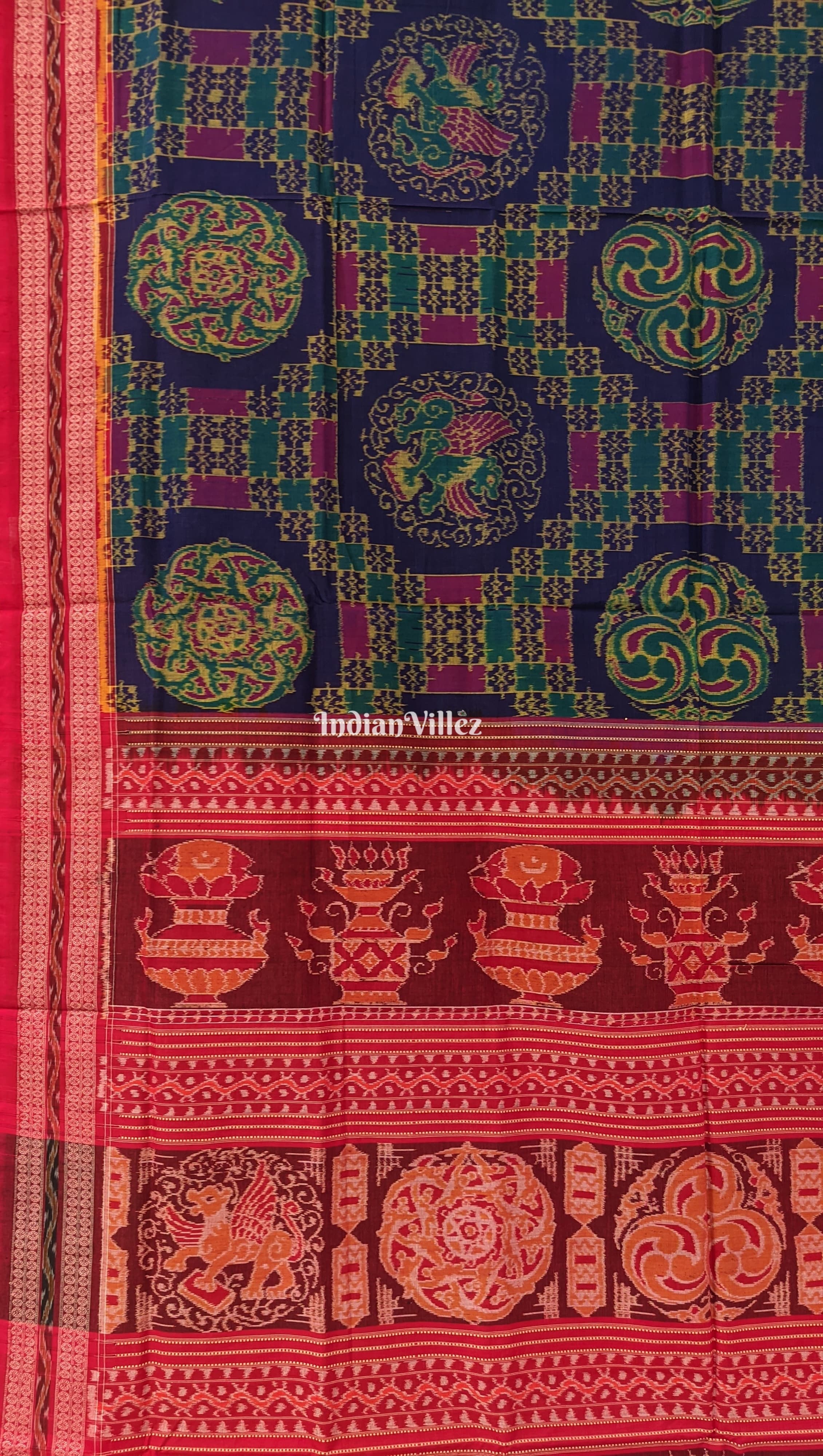 Bird Theme Odisha Ikat Sambalpuri Pure Cotton Saree