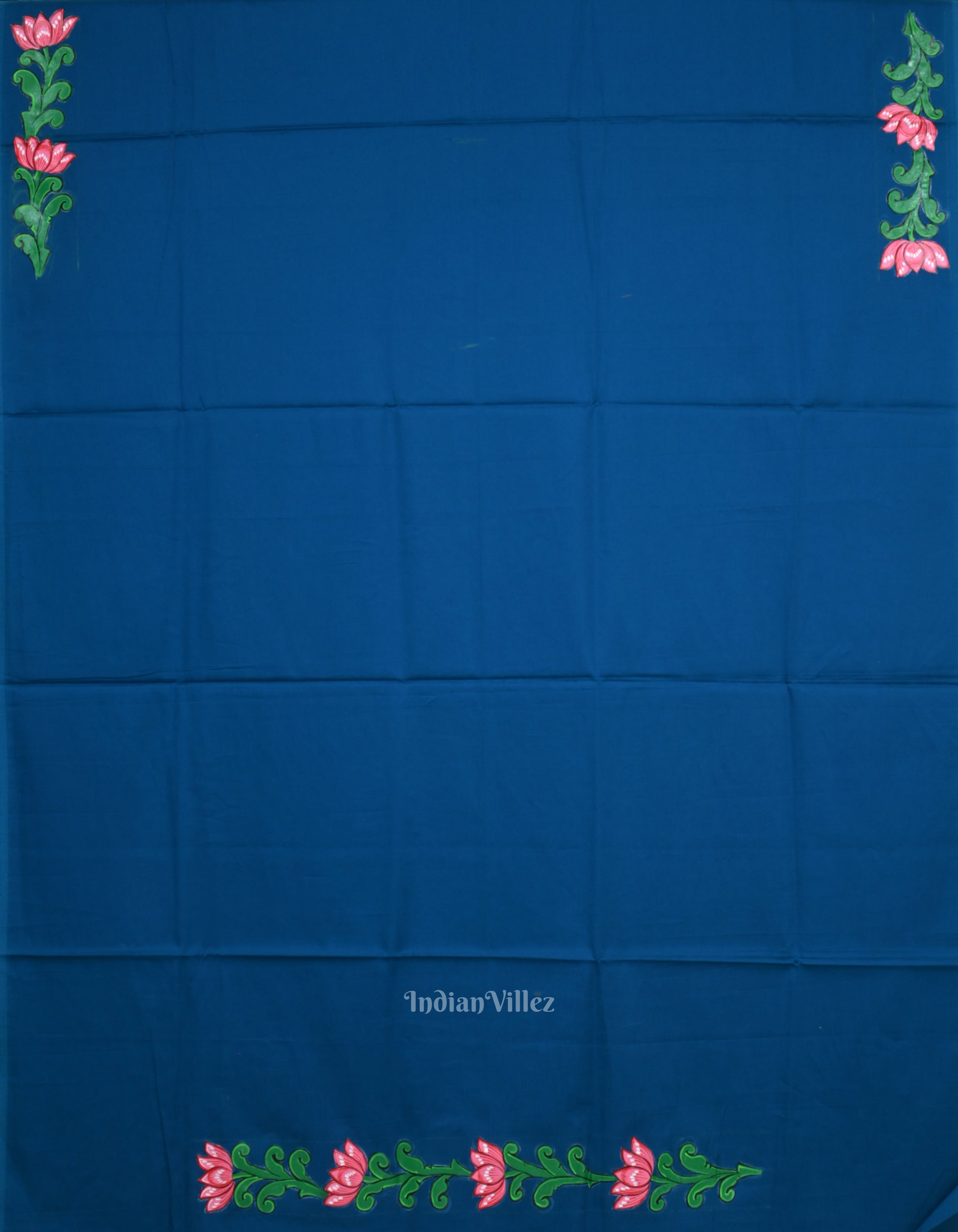 Blue Buddha Theme Hand-Painted  Pattachitra Dress Material