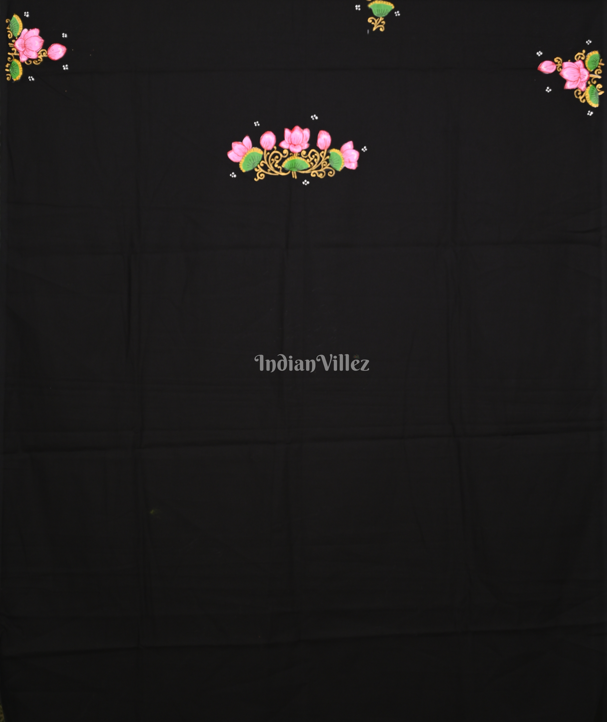 Black Mastya Kanya Theme Hand -Painted Pattachitra Kurti