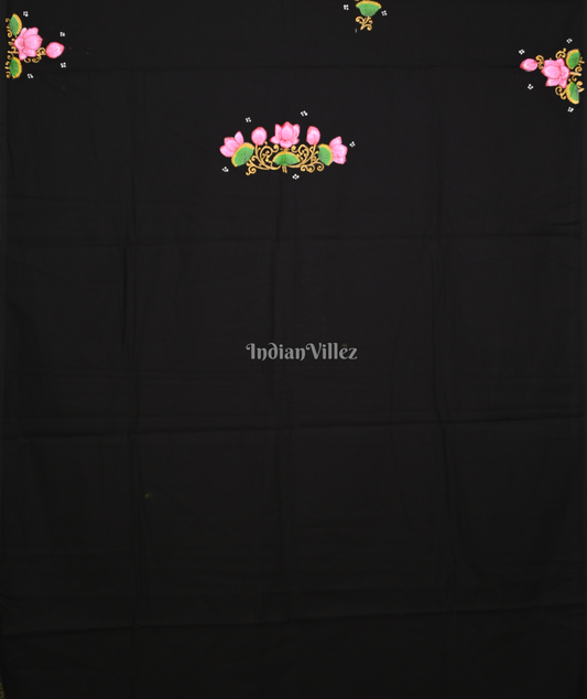 Black Mastya Kanya Theme Hand -Painted Pattachitra Kurti