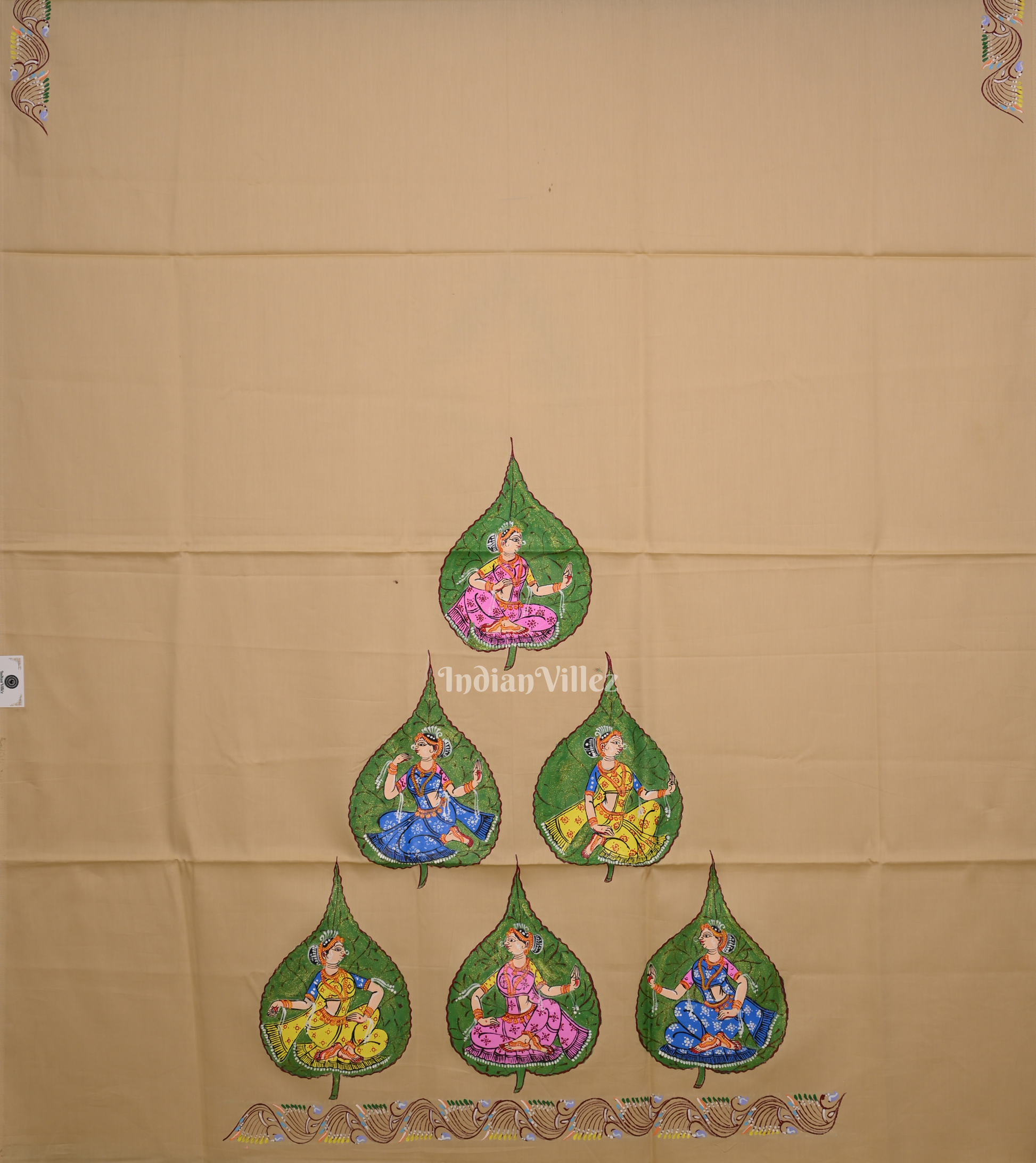 Beige Nartaki Theme Hand-Painted Pattachitra Kurti 