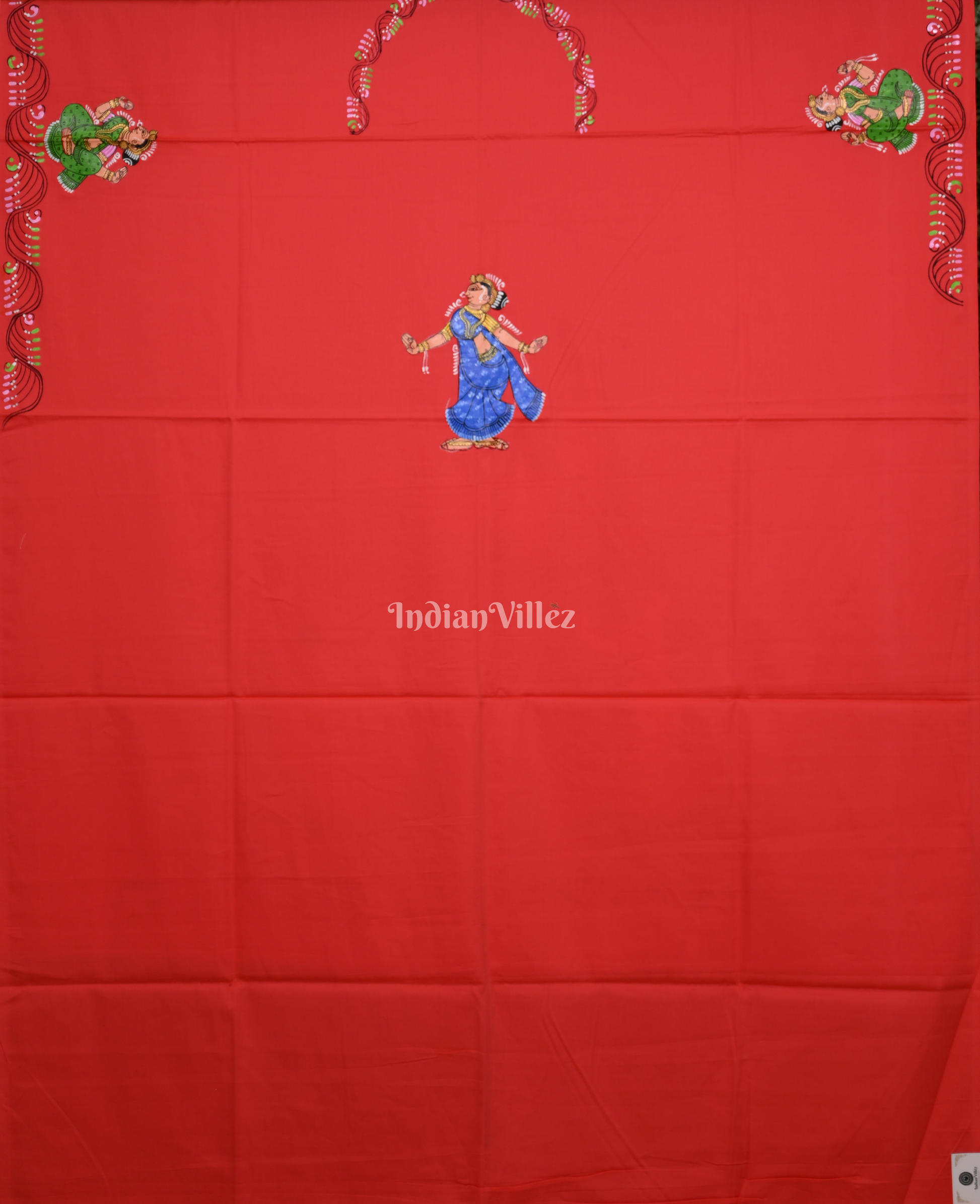 Red Raja Doli Theme Hand-Painted Pattachitra Kurti