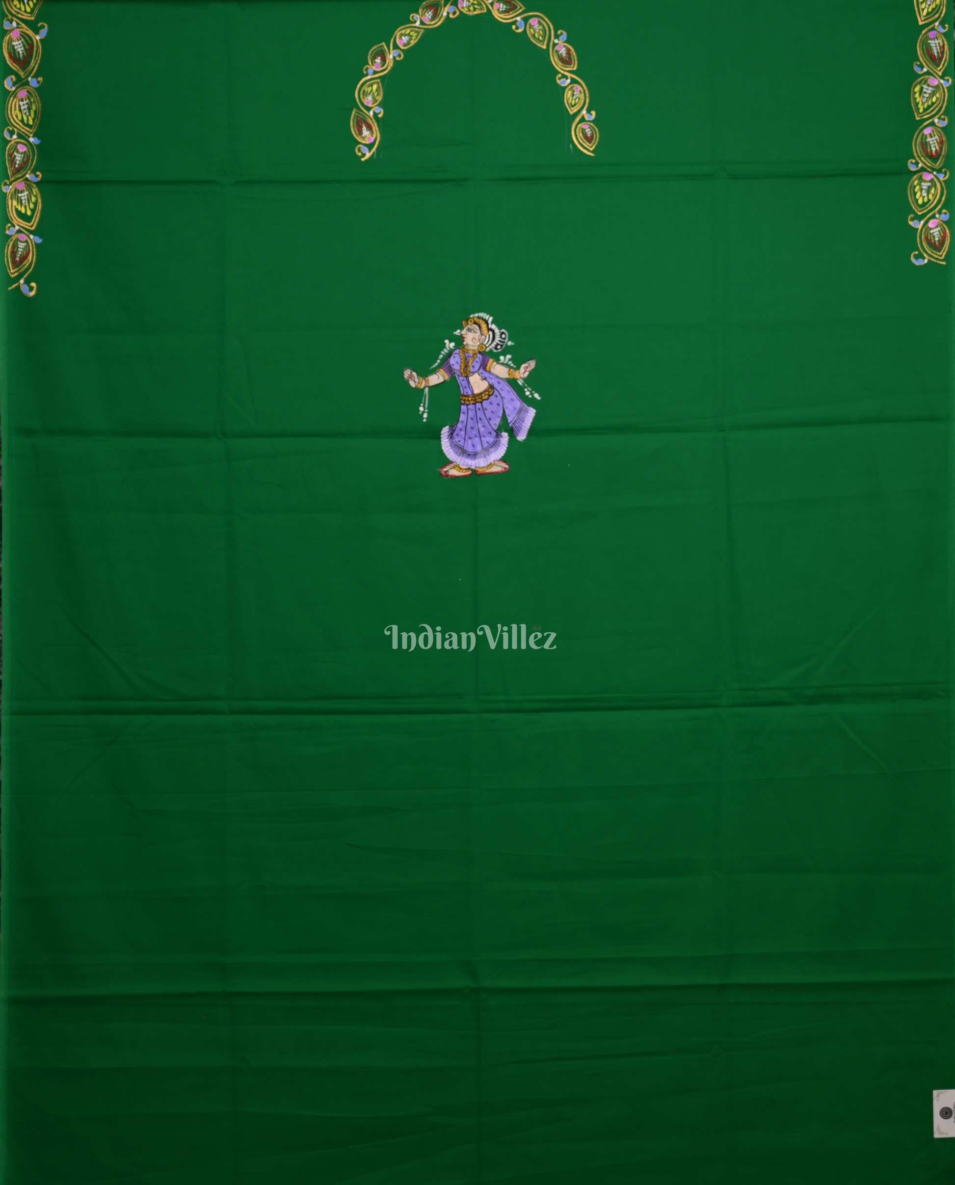 Green Nartaki Theme Hand-Painted Pattachitra Kurti