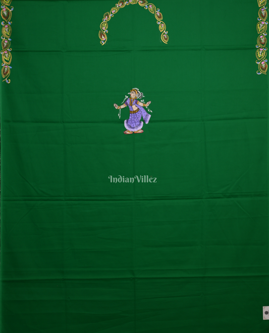 Green Nartaki Theme Hand-Painted Pattachitra Kurti