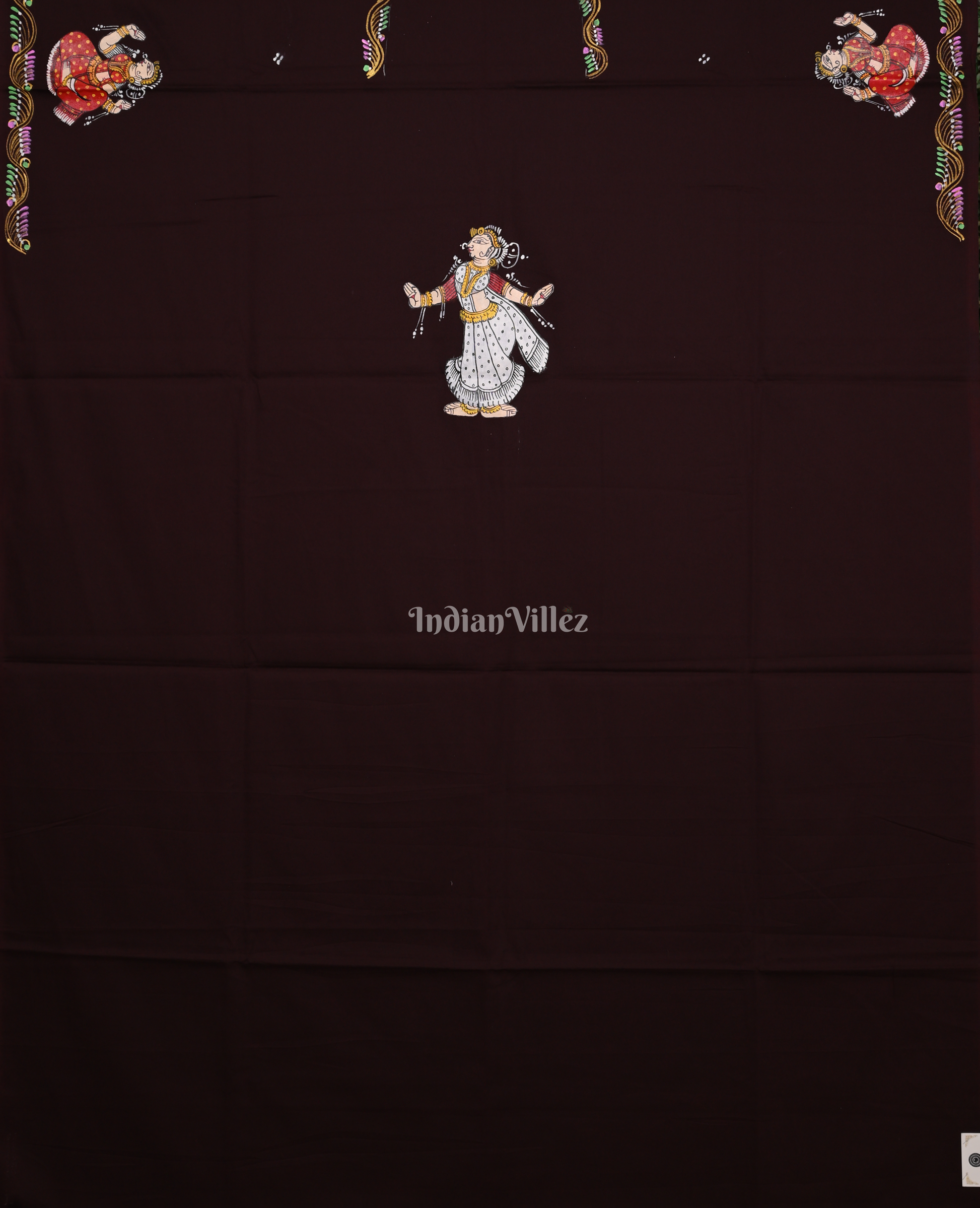 Coffee Nartaki Theme Hand-Painted Pattachitra Kurti 