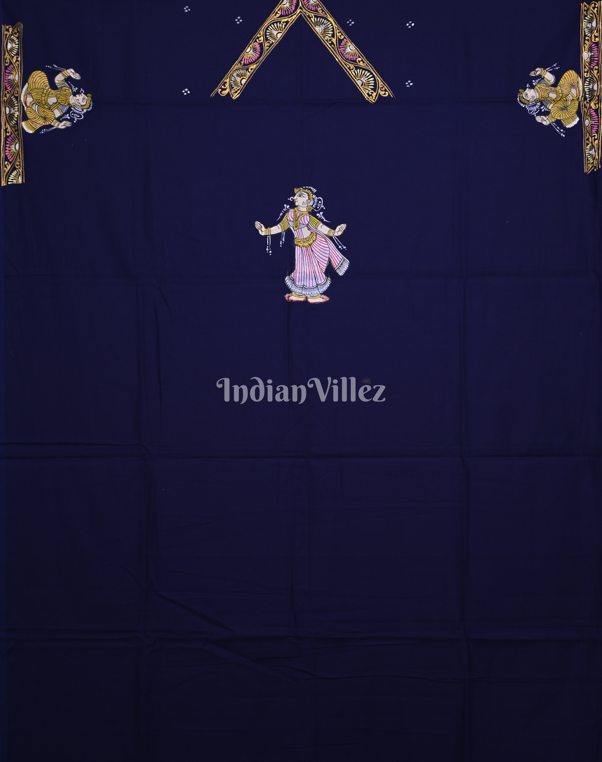 Indigo Blue Nartaki Theme Hand -Painted Pattachitra Kurti