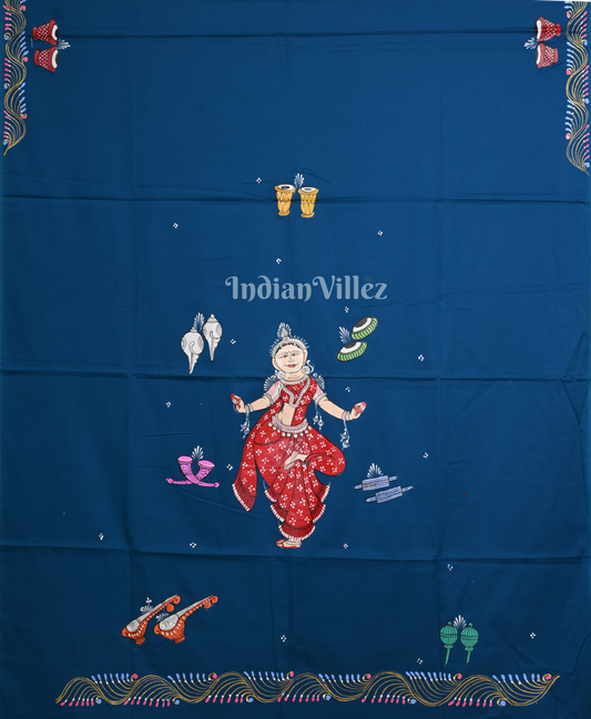 Sea Blue Nartaki Theme Hand-Painted Pattachitra Kurti
