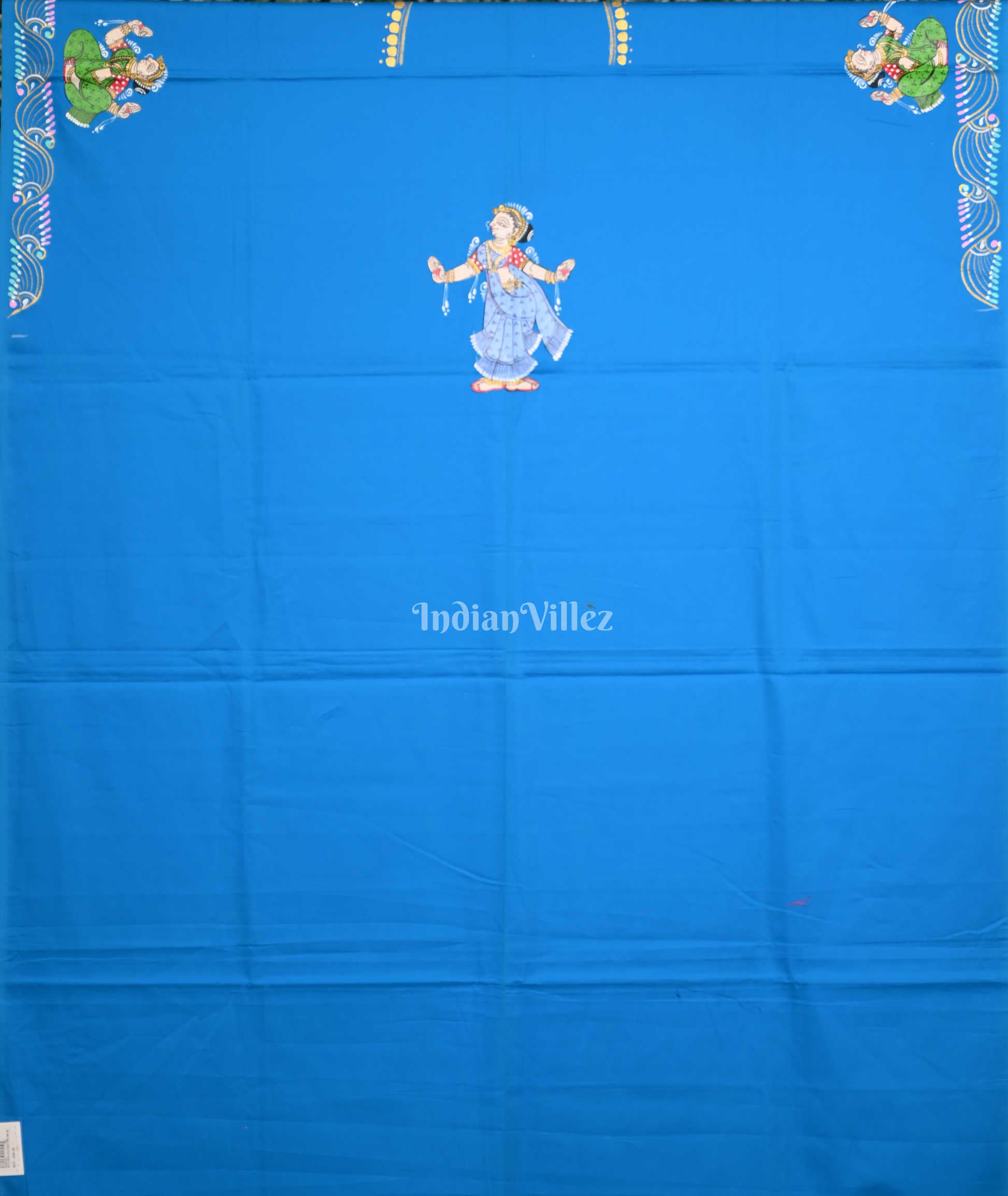 Sky Blue Nartaki Theme Hand-Painted Pattachitra Kurti 