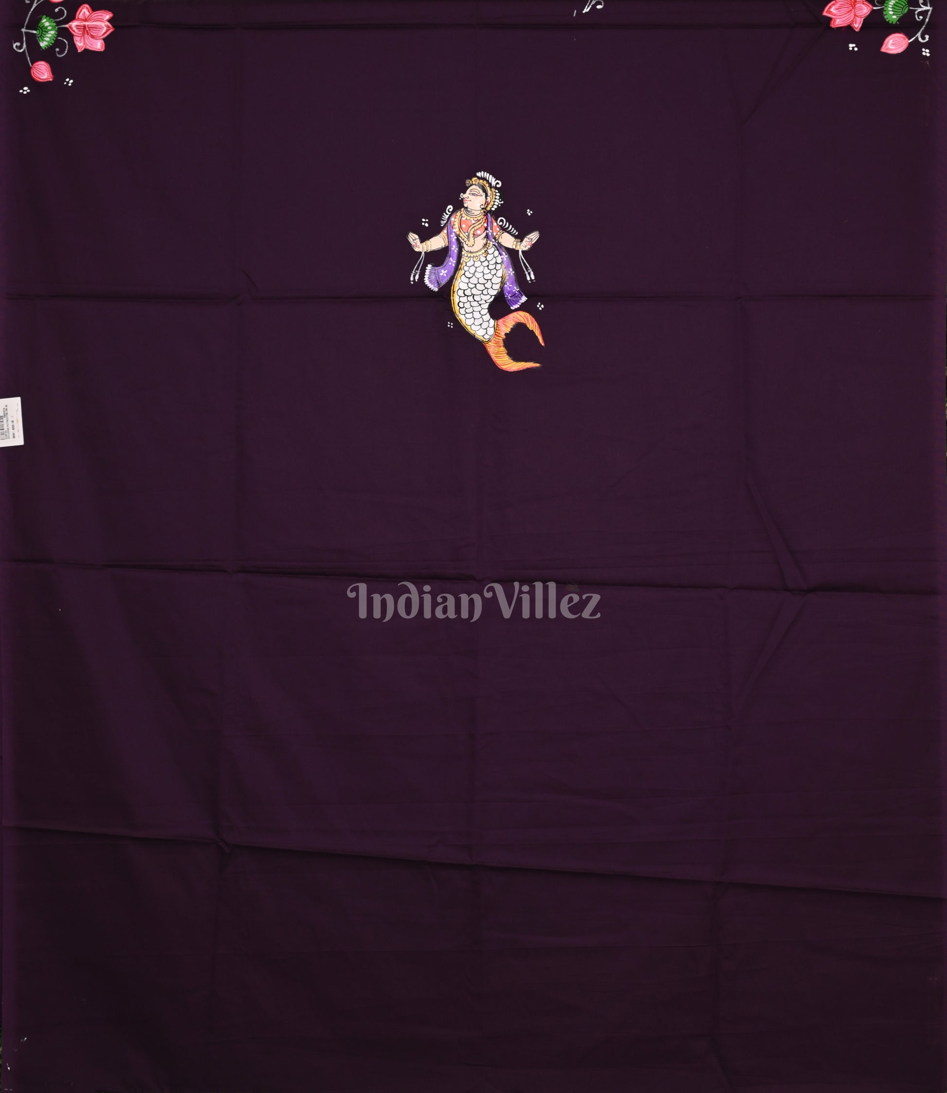 Dark Purple Samudra Sundari Hand-Painted Pattachitra Kurti(Unstitched)