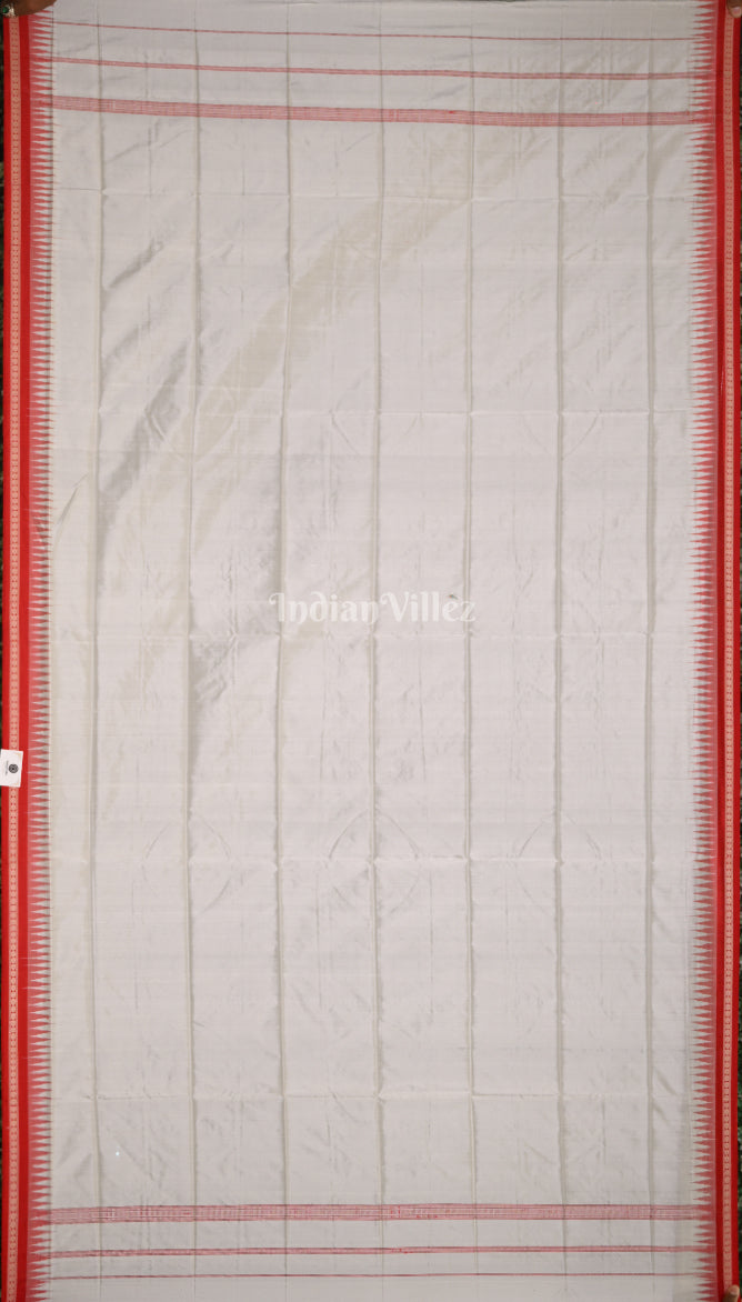 White Red Odisha Handloom Pure Sambalpuri Silk Dupatta