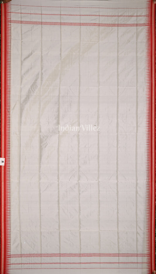 White Red Odisha Handloom Pure Sambalpuri Silk Dupatta