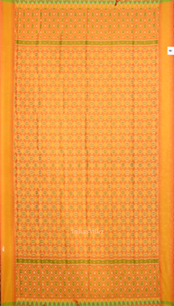 Orange Handwoven Pochampally Ikat silk Dupatta