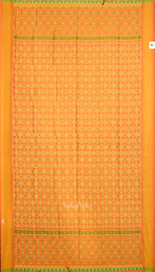 Orange Handwoven Pochampally Ikat silk Dupatta
