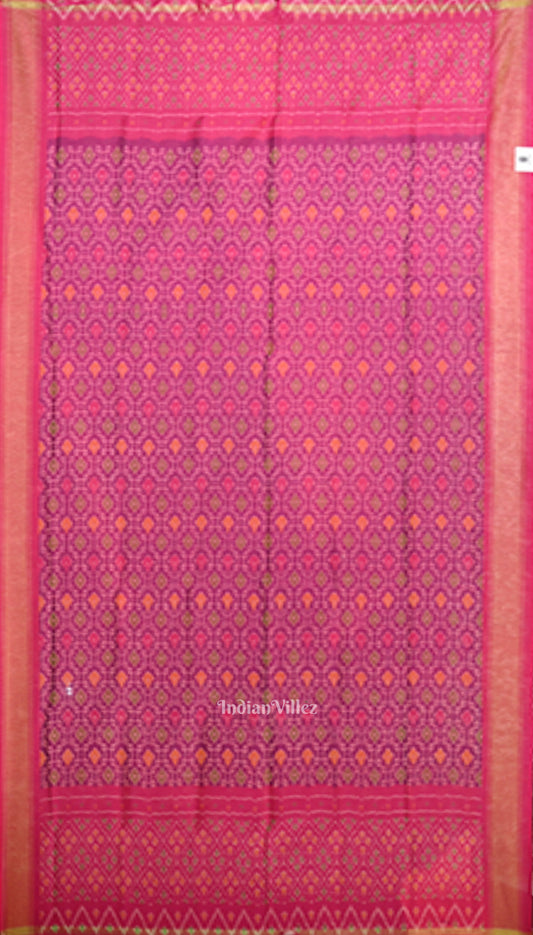 Rani Pink Handwoven Pochampally Ikat silk Dupatta 