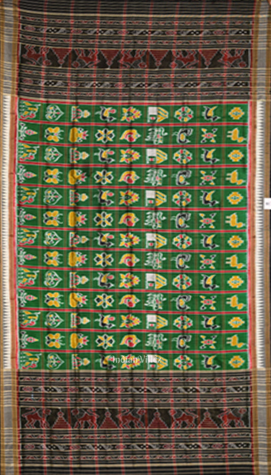 Green Nabakothi Odisha Ikat Silk Dupatta