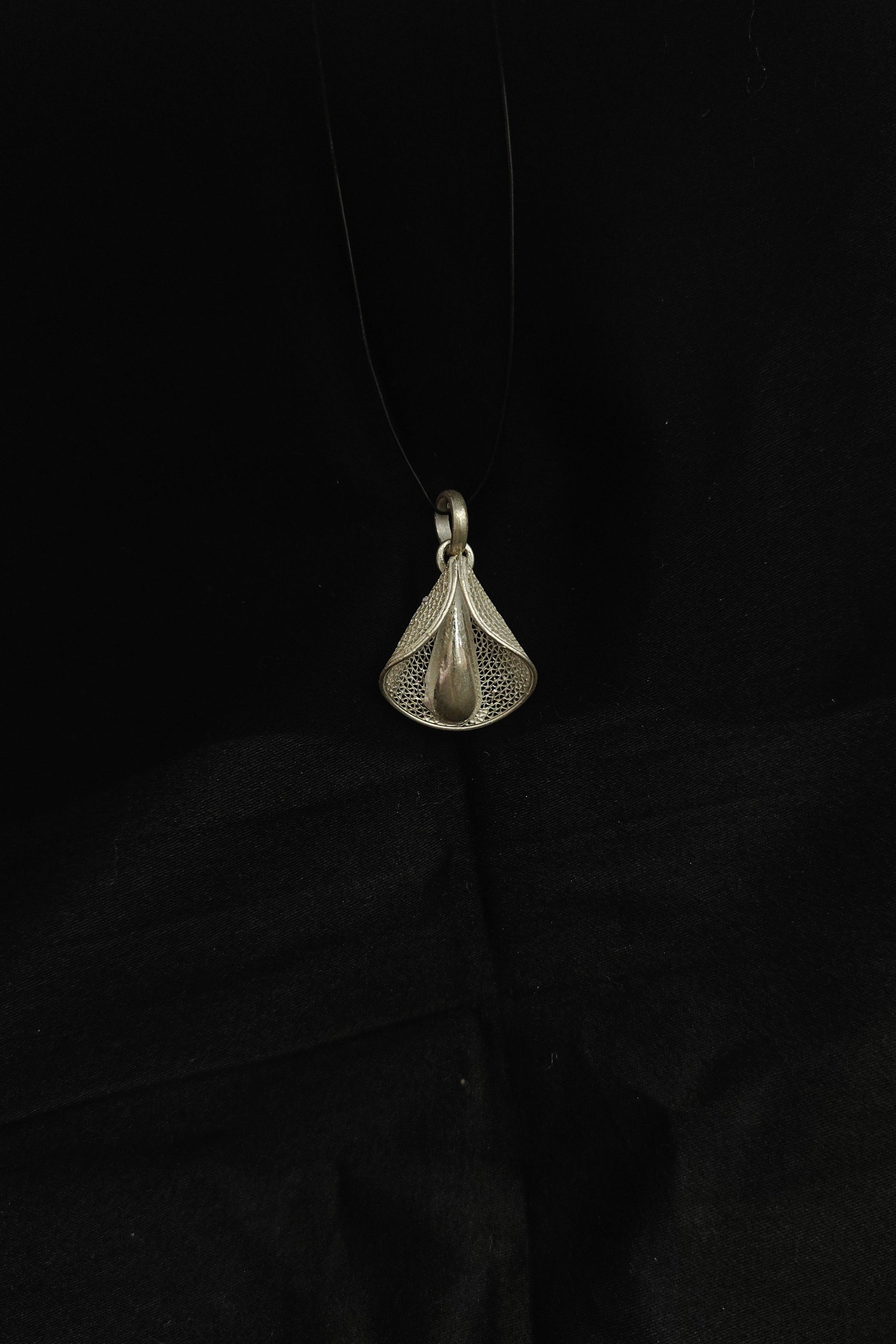 Designer Silver Filigree Pankhuri Pendant