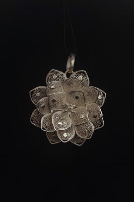 Kusum Flower Silver Filigree Pendant 