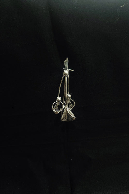 Designer Silver Filigree Hair Pin