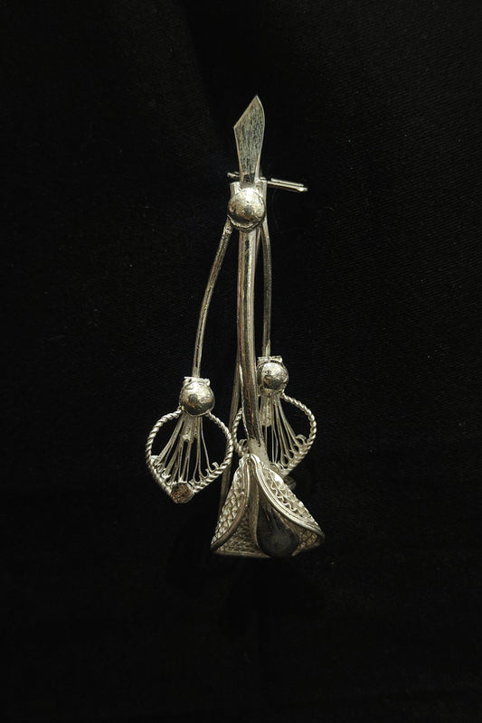 Designer Silver Filigree Hair Pin