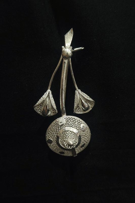  Designer Silver Filigree Hair Pin 