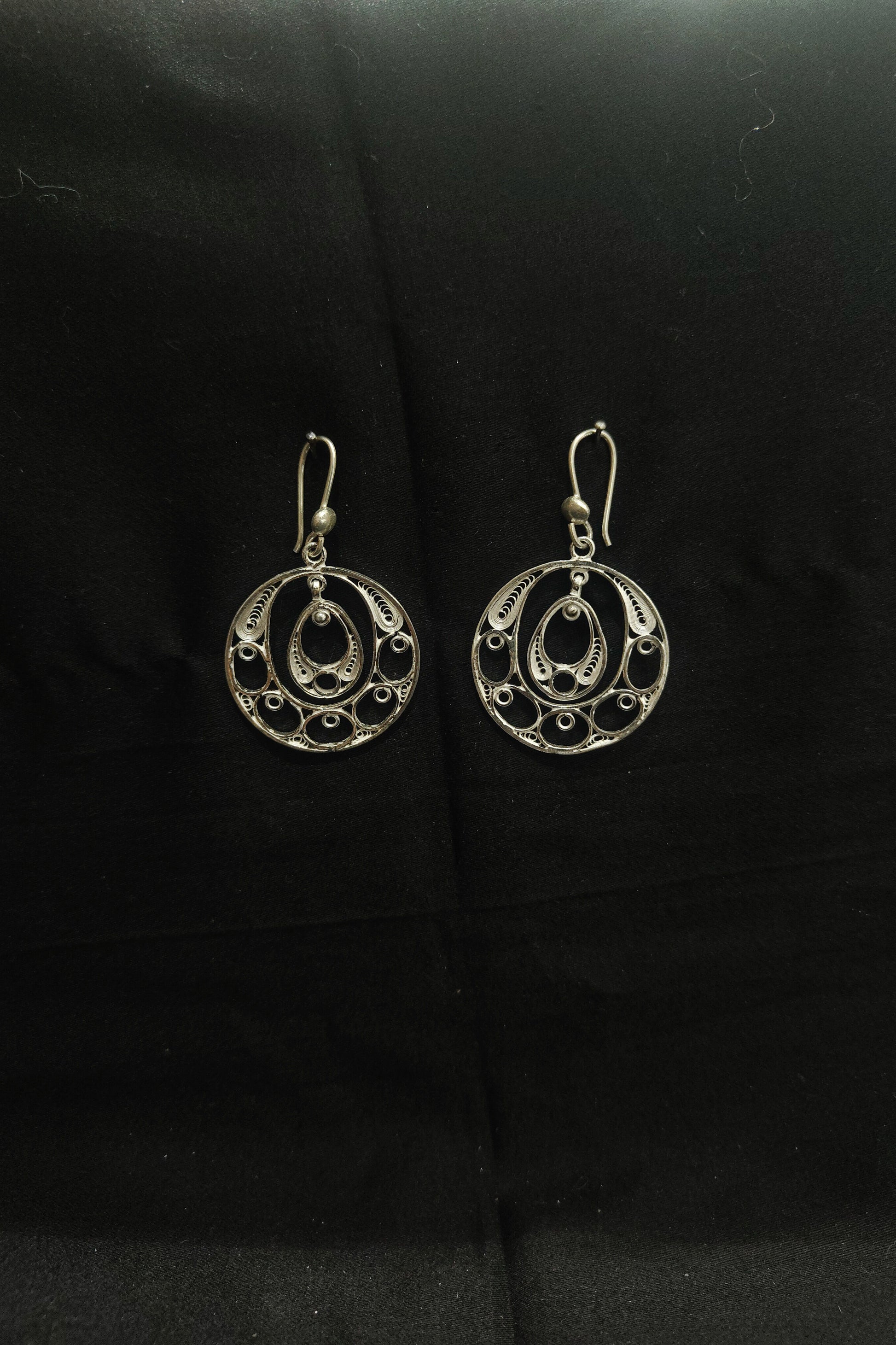 Circle Silver Filigree Earring Set