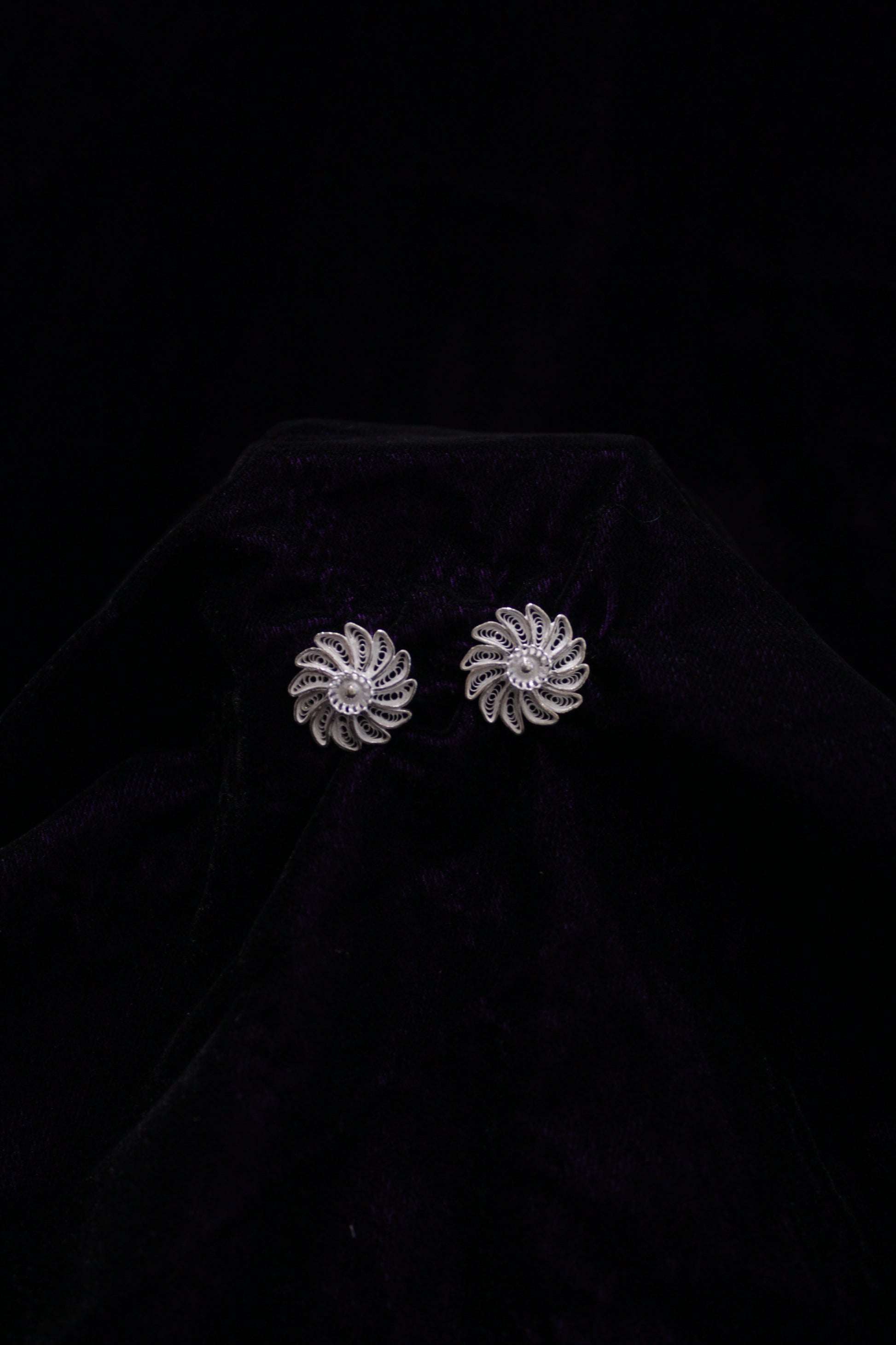 Floral Silver Filigree Earring