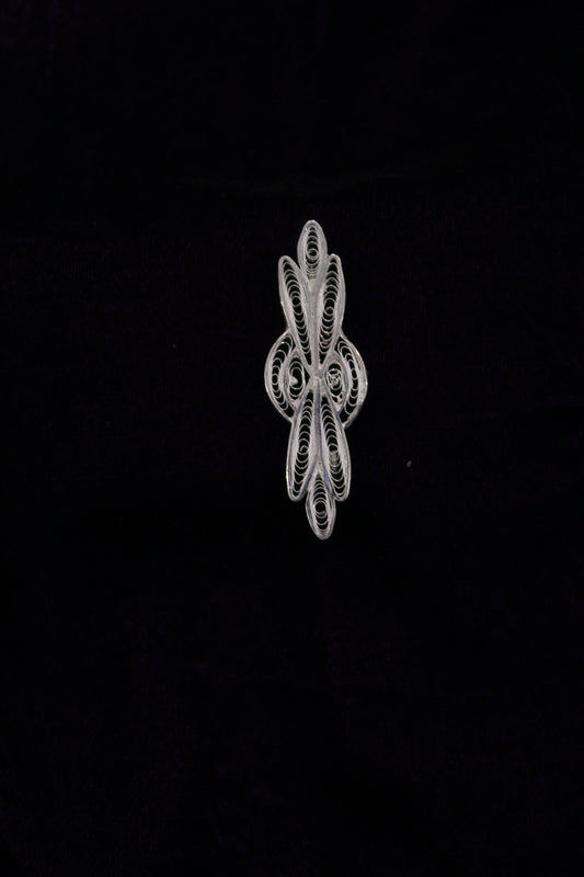 Designer Silver Filigree Saree Pin