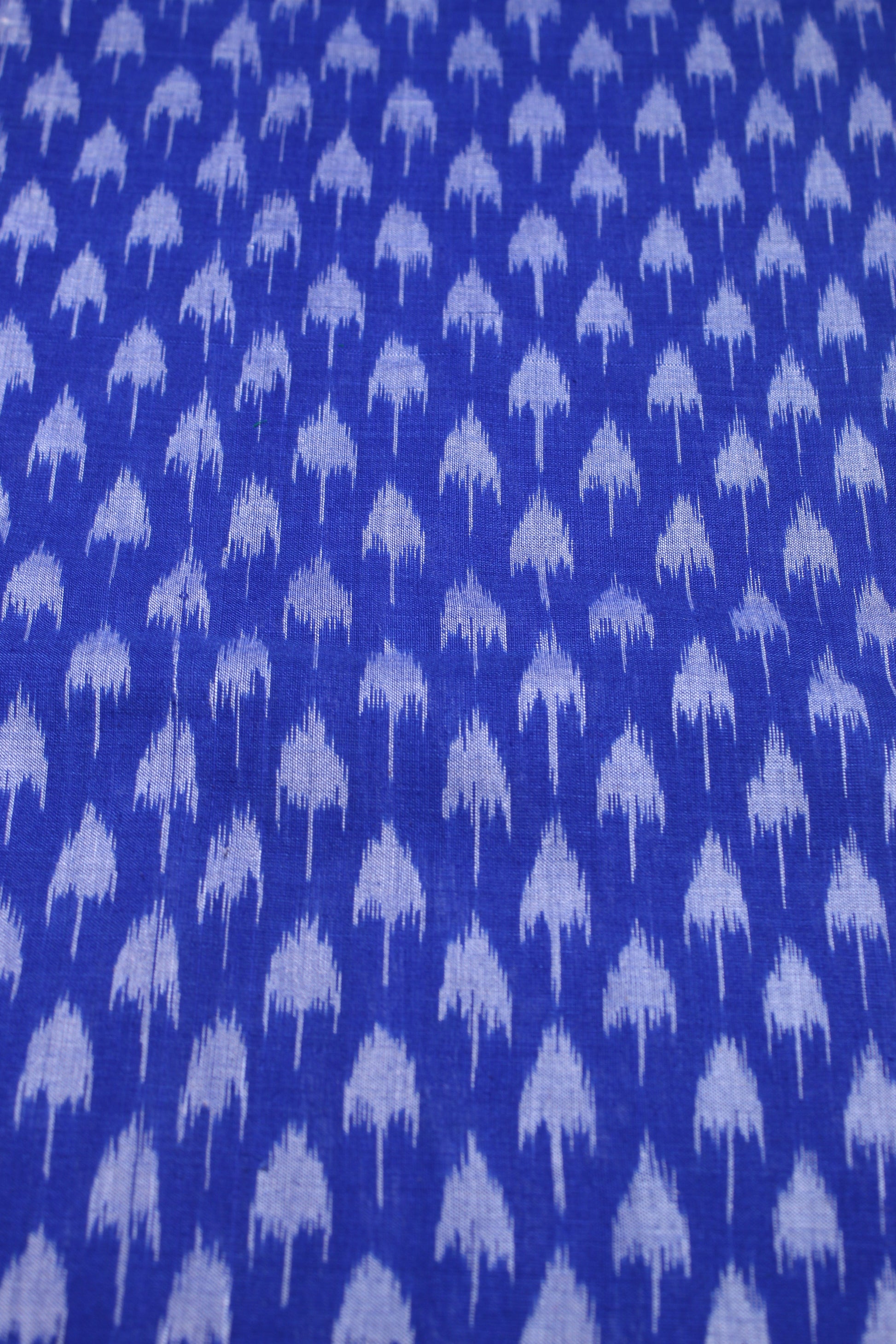Blue Mushroom Theme Sambalpuri Ikat Cotton Fabric