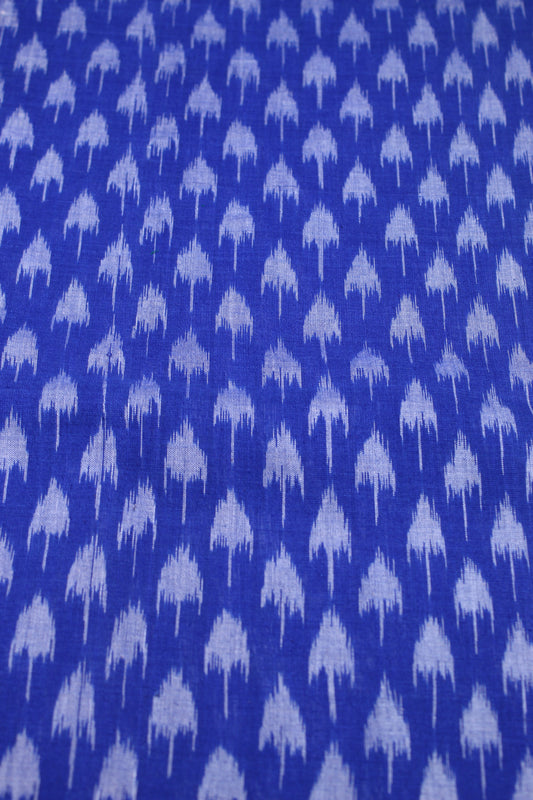Blue Mushroom Theme Sambalpuri Ikat Cotton Fabric