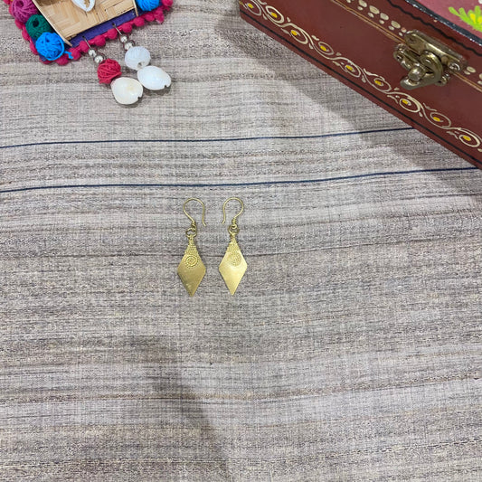 Rhombus Shape Handcrafted Dokra Tribal Earring