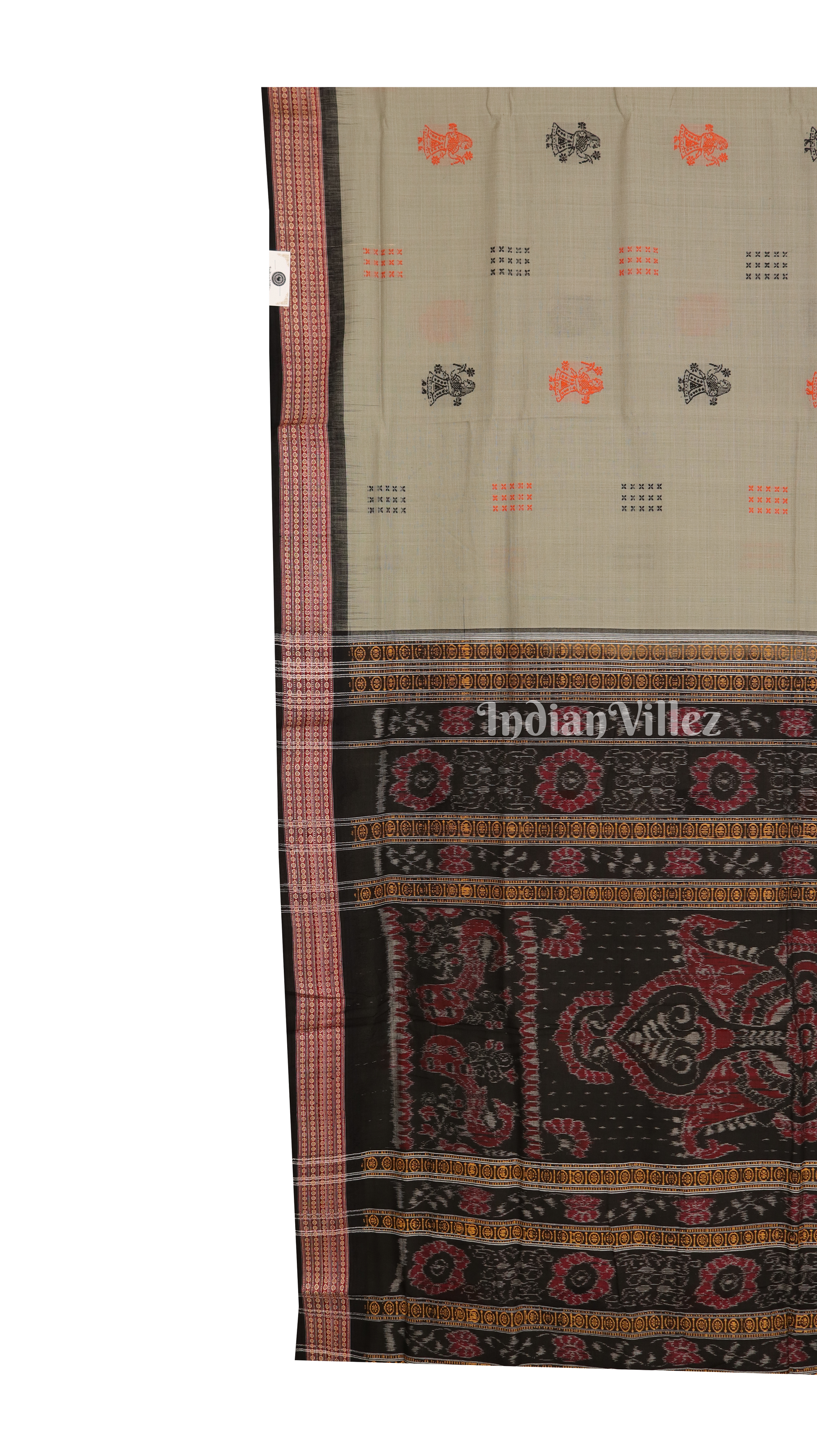 Grey Odisha Handloom Bomkai Cotton Saree 