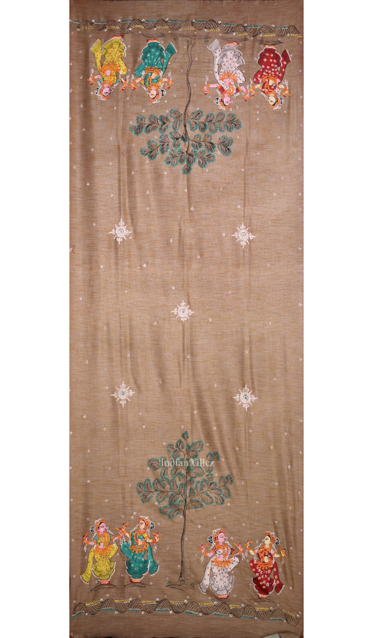 Lavender Golden Nartaki Tussar Pattachitra Dupatta