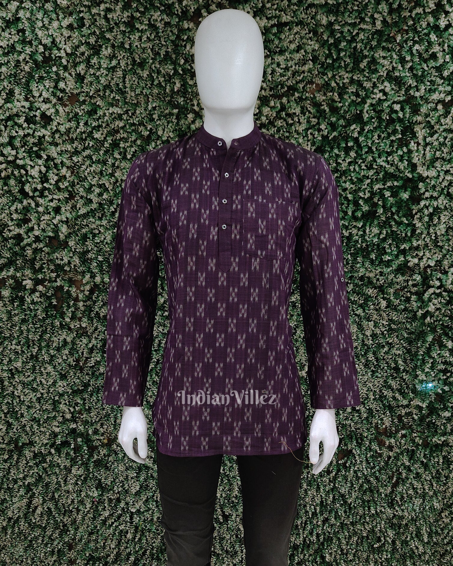 Light Purple Odisha Ikat Cotton Kurta for Men 