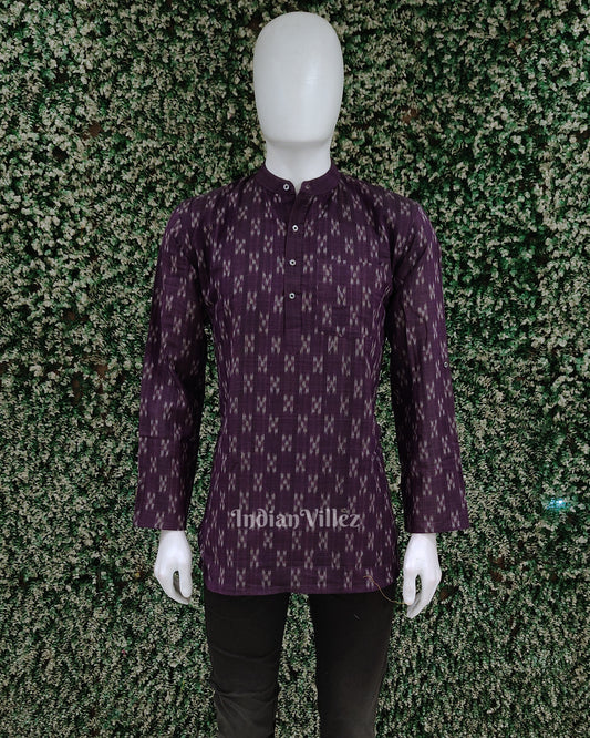 Light Purple Odisha Ikat Cotton Kurta for Men 