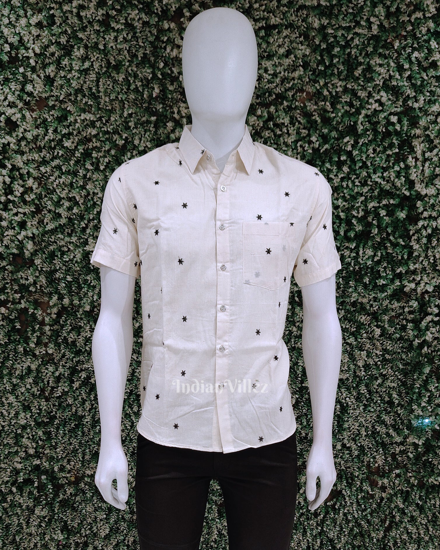 White Odisha Ikat Half Sleeve Shirt for Men