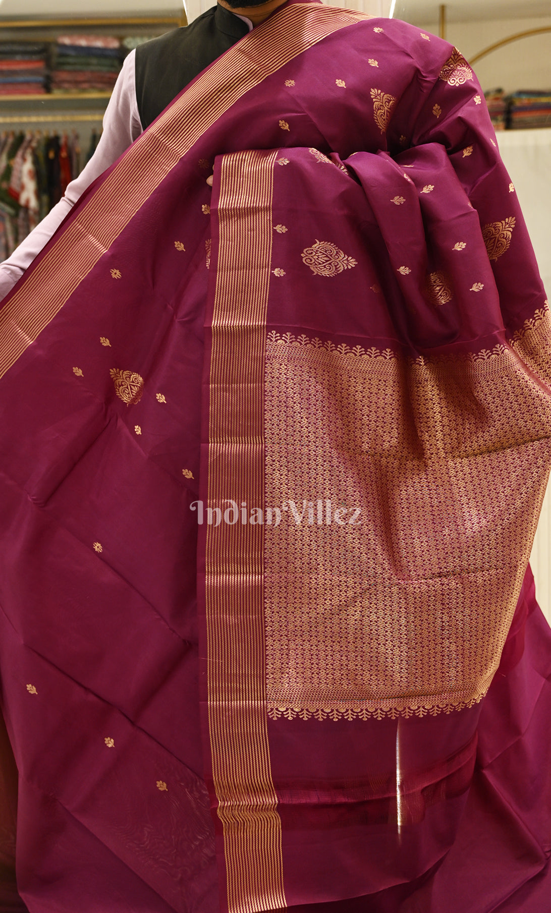 Maroon Zari woven Pure Kanjivaram Silk Saree