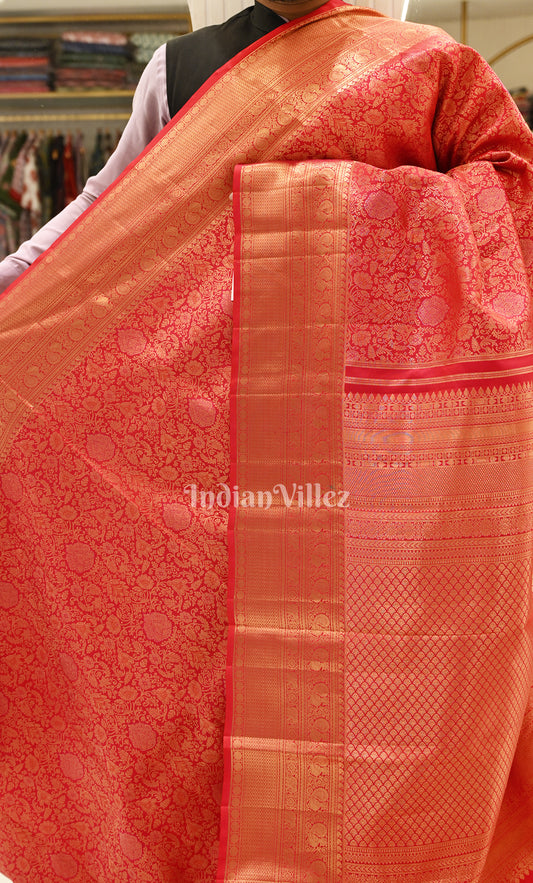 Luxurious Red Brocade Pure Kanjivaram Silk Saree