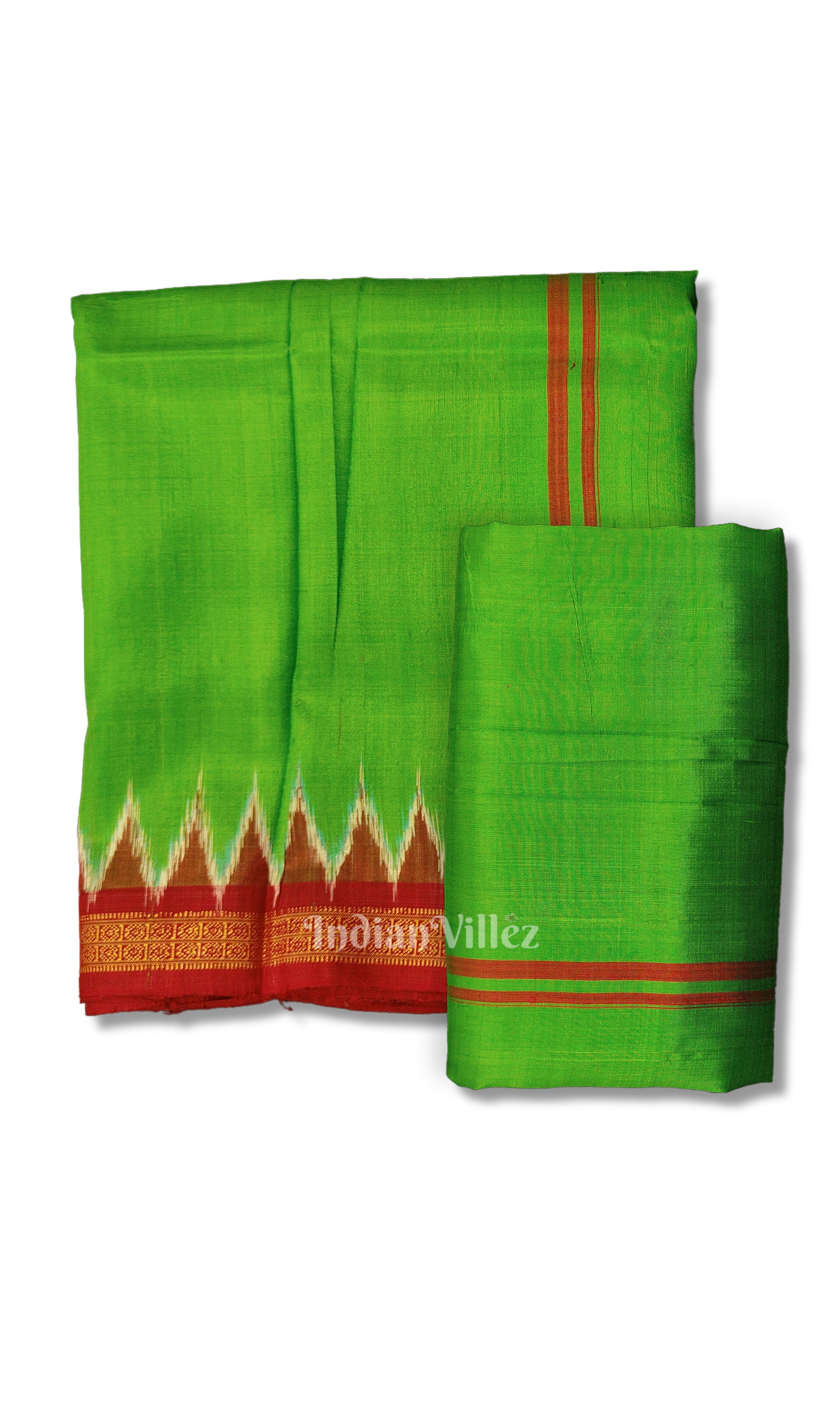 Green Red Odisha Handloom Sambalpuri Joda 