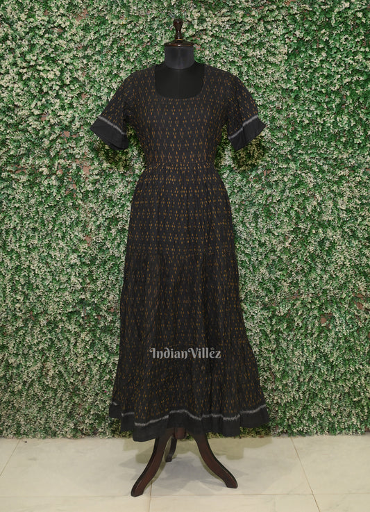 Black Odisha Ikat Designer Long Gown for Women