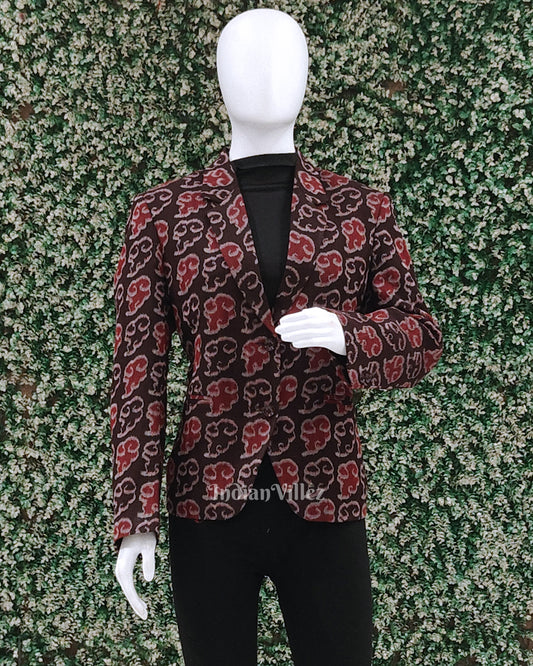Coffee Brown Odisha Ikat Women's Designer Blazer 