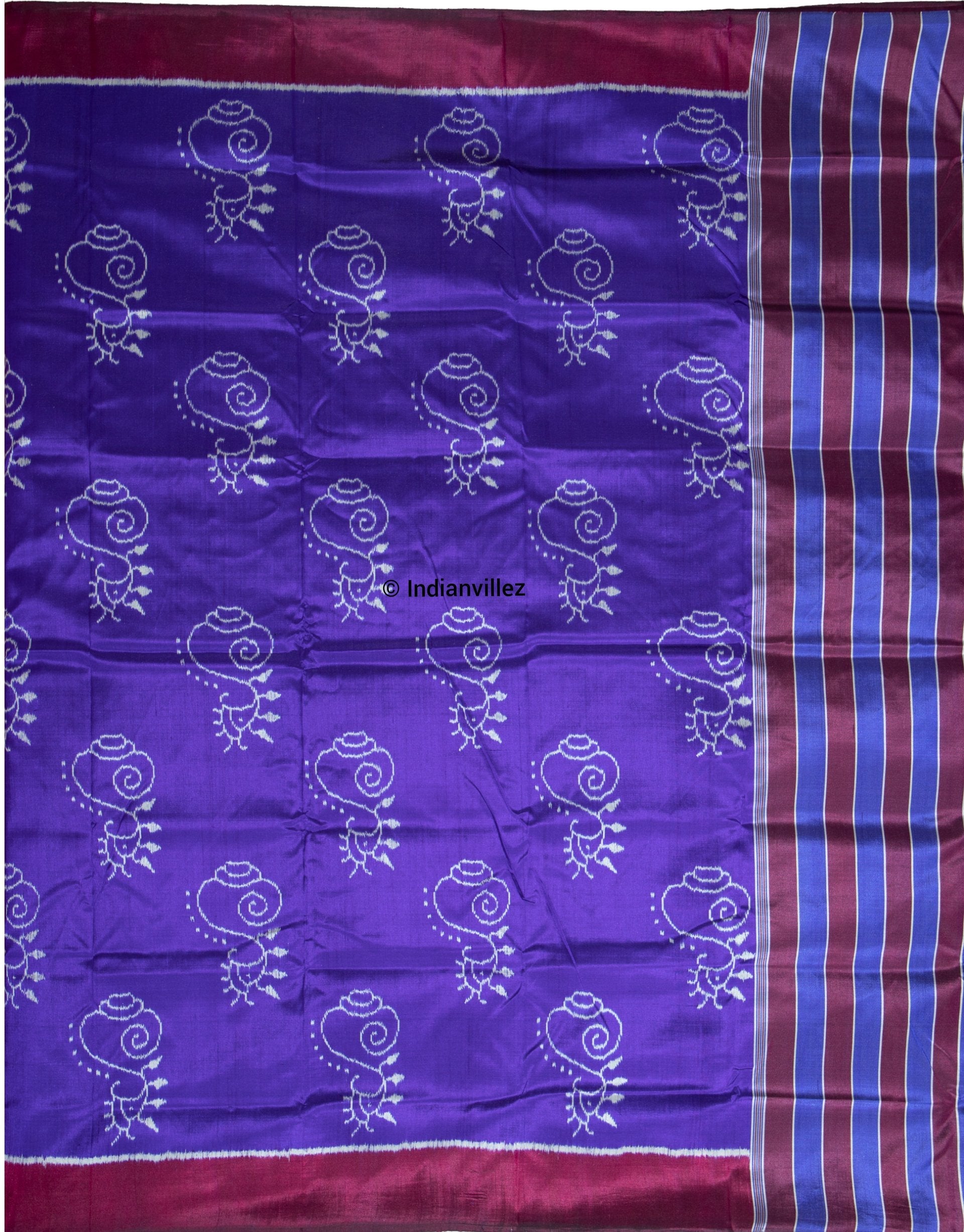 Sankha Naada contemporary Odisha Ikat Handloom Silk Saree- IndianVillez