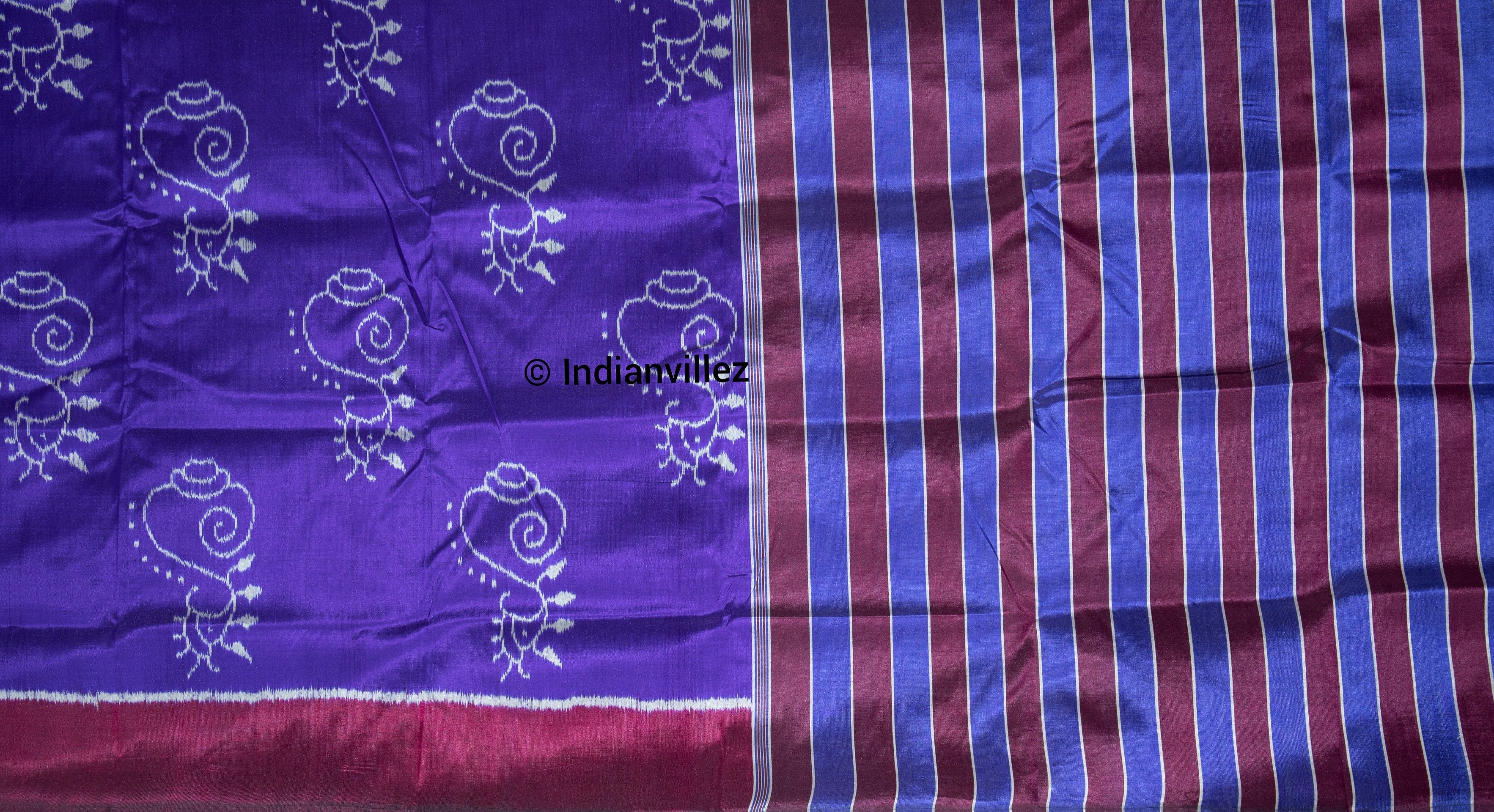 Sankha Naada contemporary Odisha Ikat Handloom Silk Saree- IndianVillez