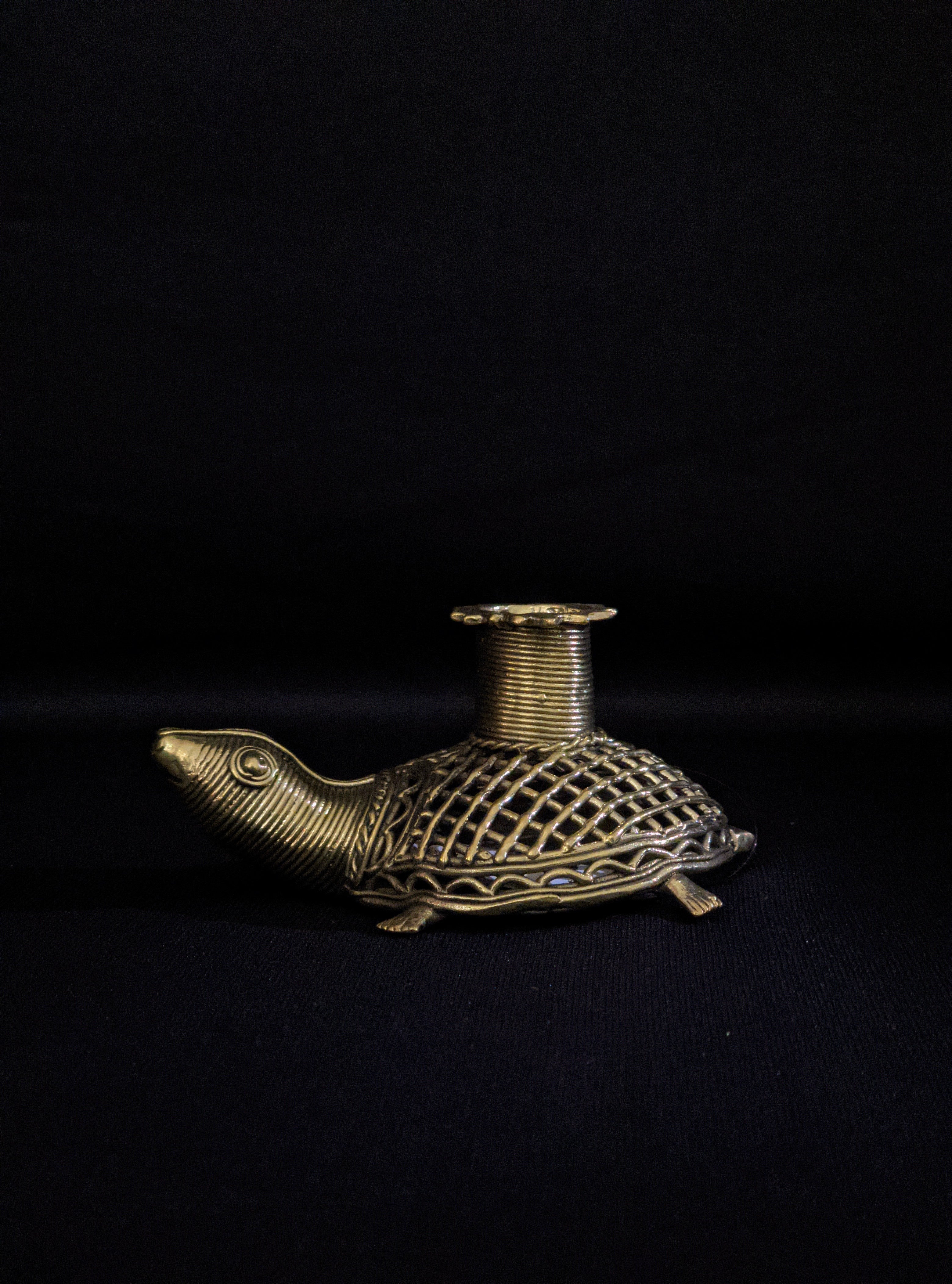 Dhokra Net Tortoise Candle Stand