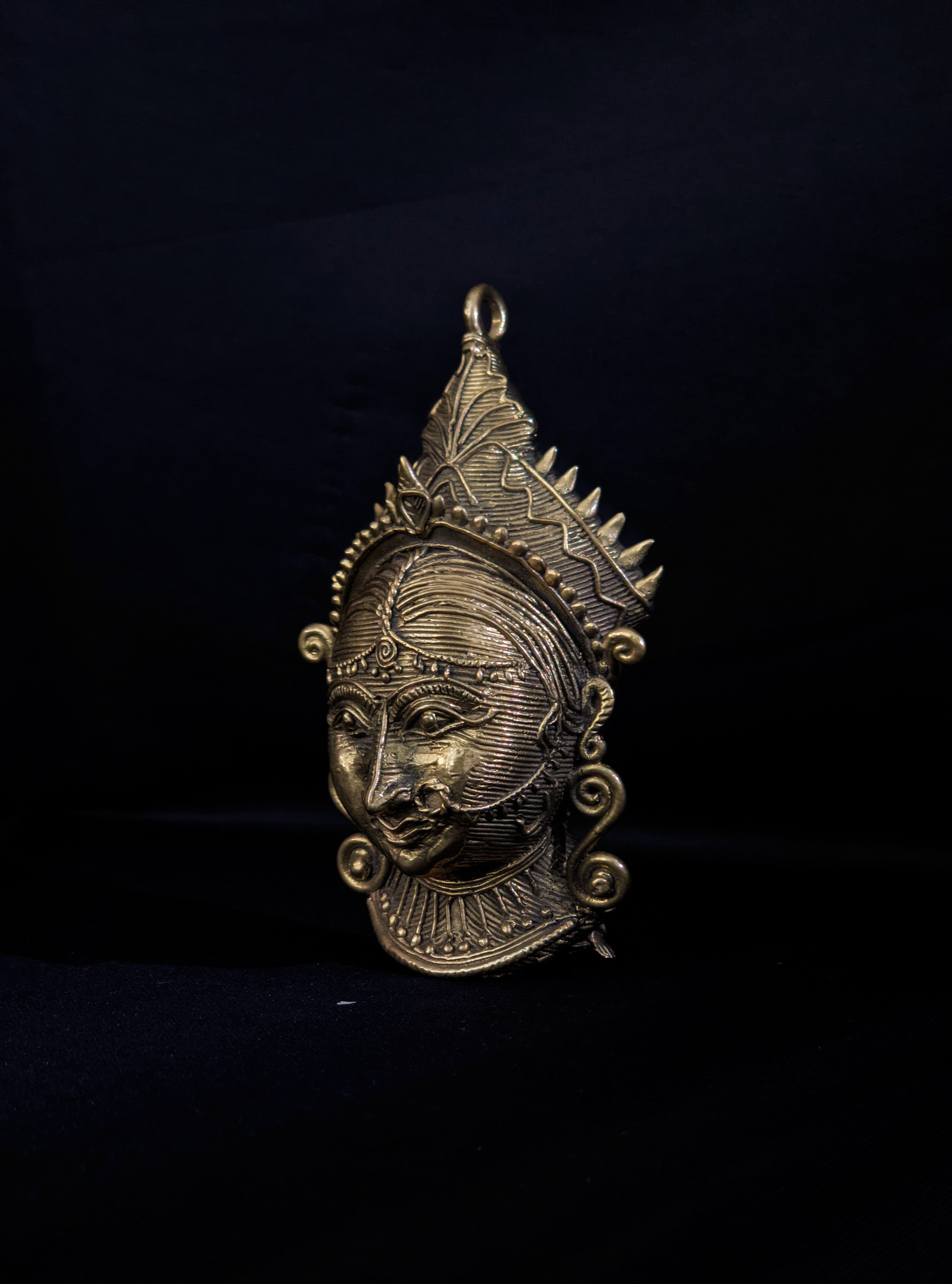 Handmade Dhokra Maa Durga Face Pendant
